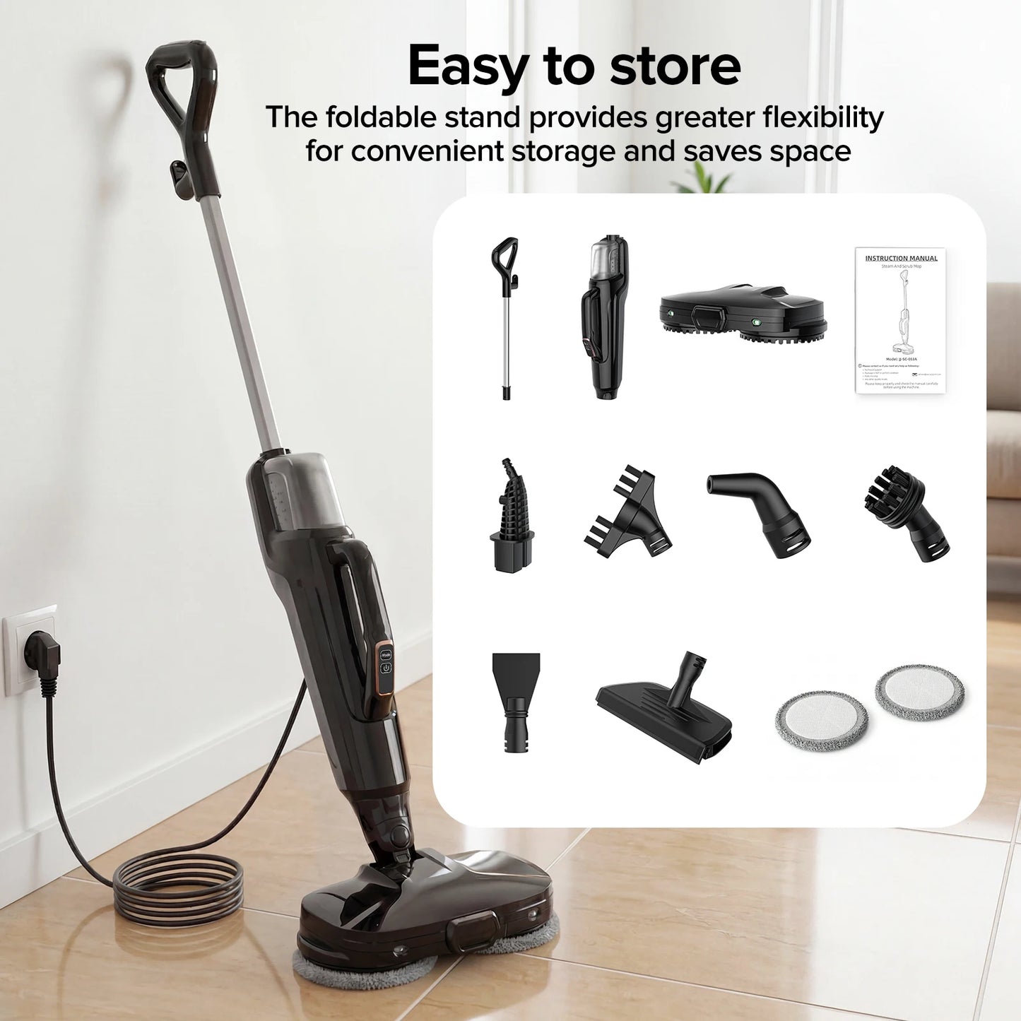 Lubluelu 1380W Steam Mop – Detachable Wireless Floor Steamer & Sanitizer