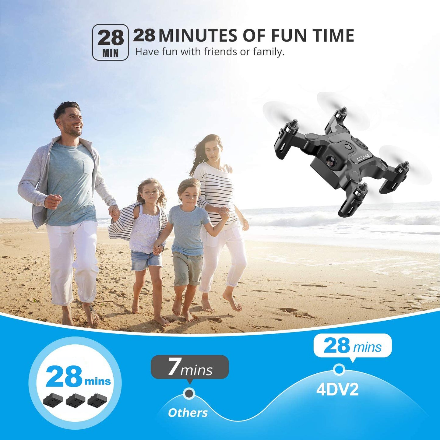 DE V2 Mini Drone Selfie WIFI FPV with HD Camera Foldable Arm RC Quadcopter Toy