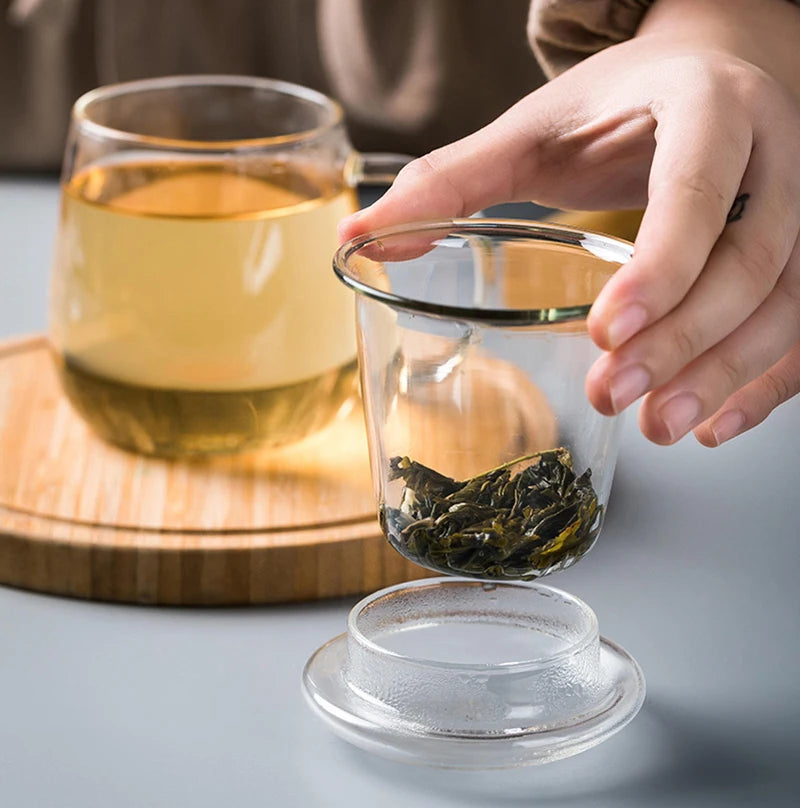 Chinese Style Tea Mug with Lid Filter.Coffee Cups Tea Set Mugs Beer Drink Office Mug Drinkware Heat-Resistant Glass Cup