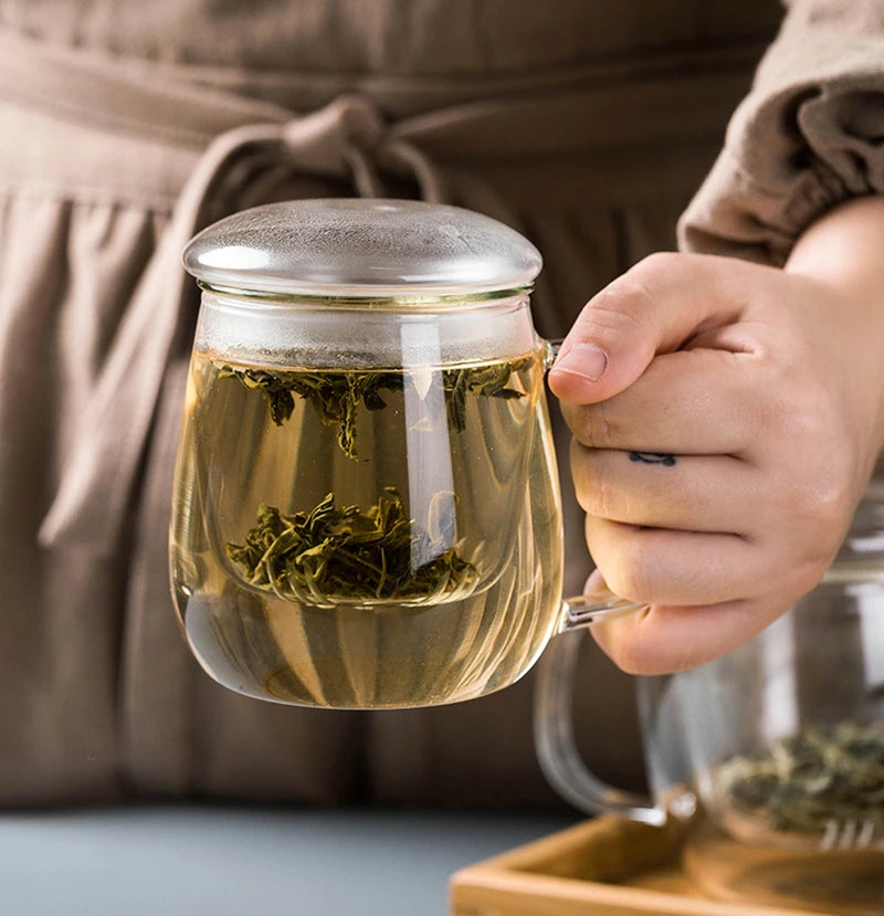 Chinese Style Tea Mug with Lid Filter.Coffee Cups Tea Set Mugs Beer Drink Office Mug Drinkware Heat-Resistant Glass Cup