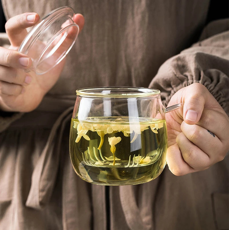 Chinese Style Tea Mug with Lid Filter.Coffee Cups Tea Set Mugs Beer Drink Office Mug Drinkware Heat-Resistant Glass Cup