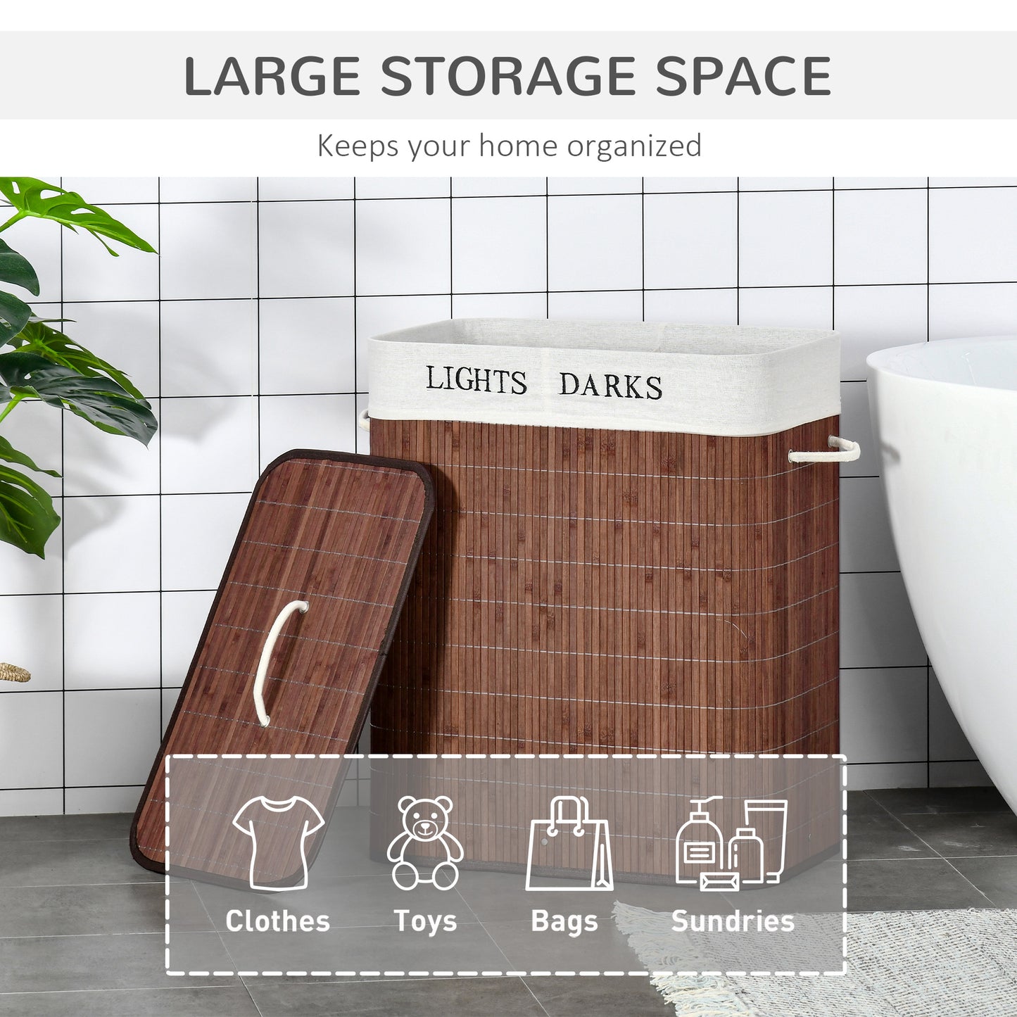 foldable laundry basket with lid-large capacity storage hamper