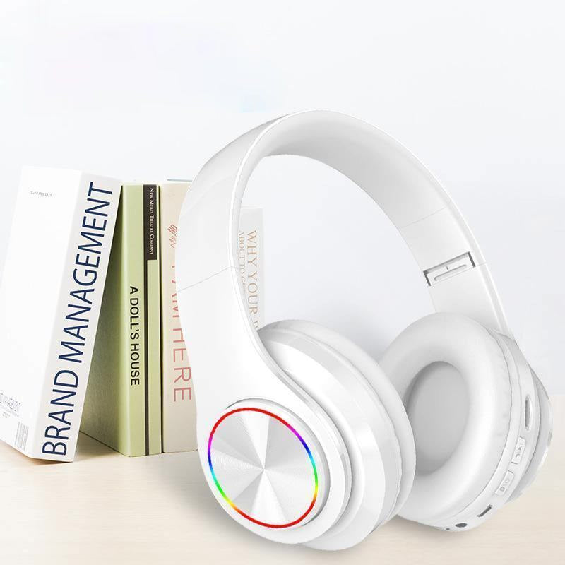LED Wireless Bluetooth Headphones Gaming Headsets Sport Earphone with Support TF Card Colorful Breathing Lights