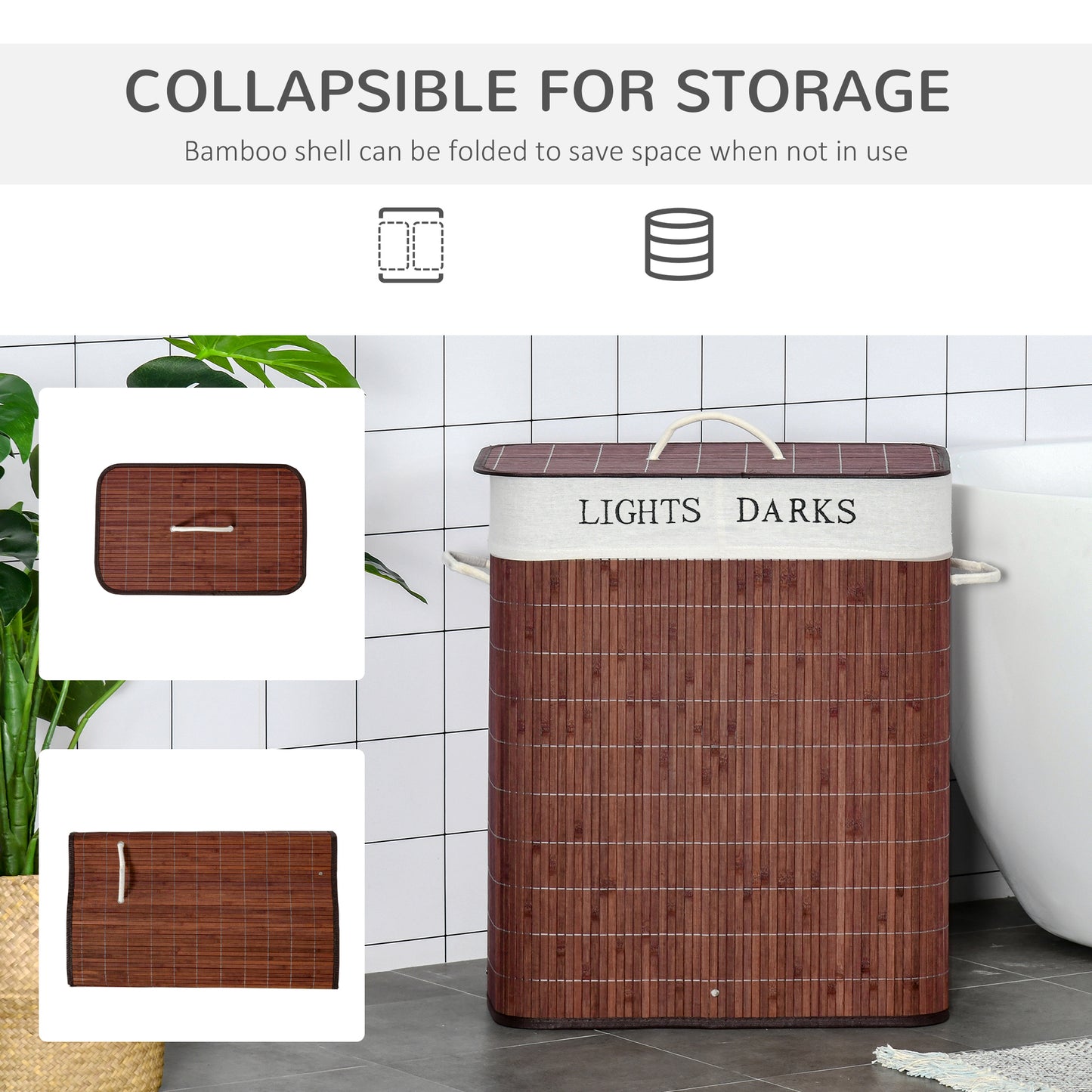 foldable laundry basket with lid-large capacity storage hamper