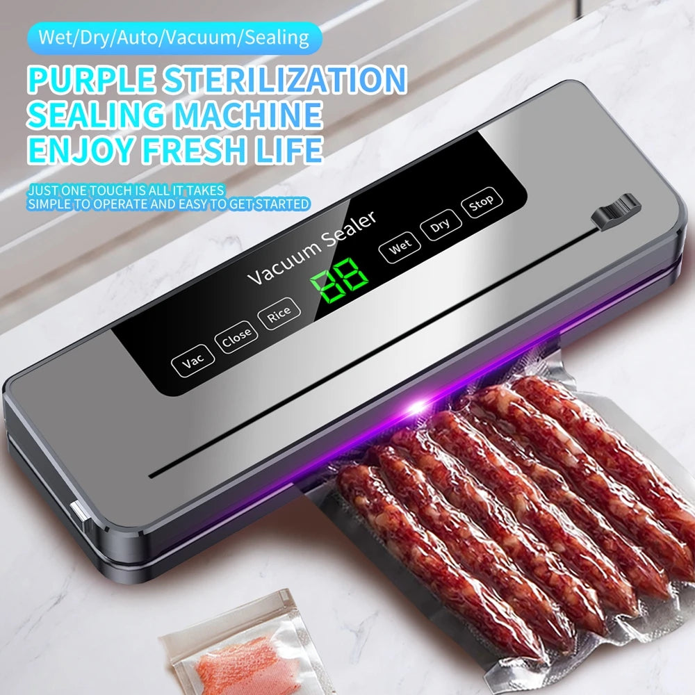 Automatic Food Vacuum Sealer Machine – Compact Kitchen Packer with 10 Bags