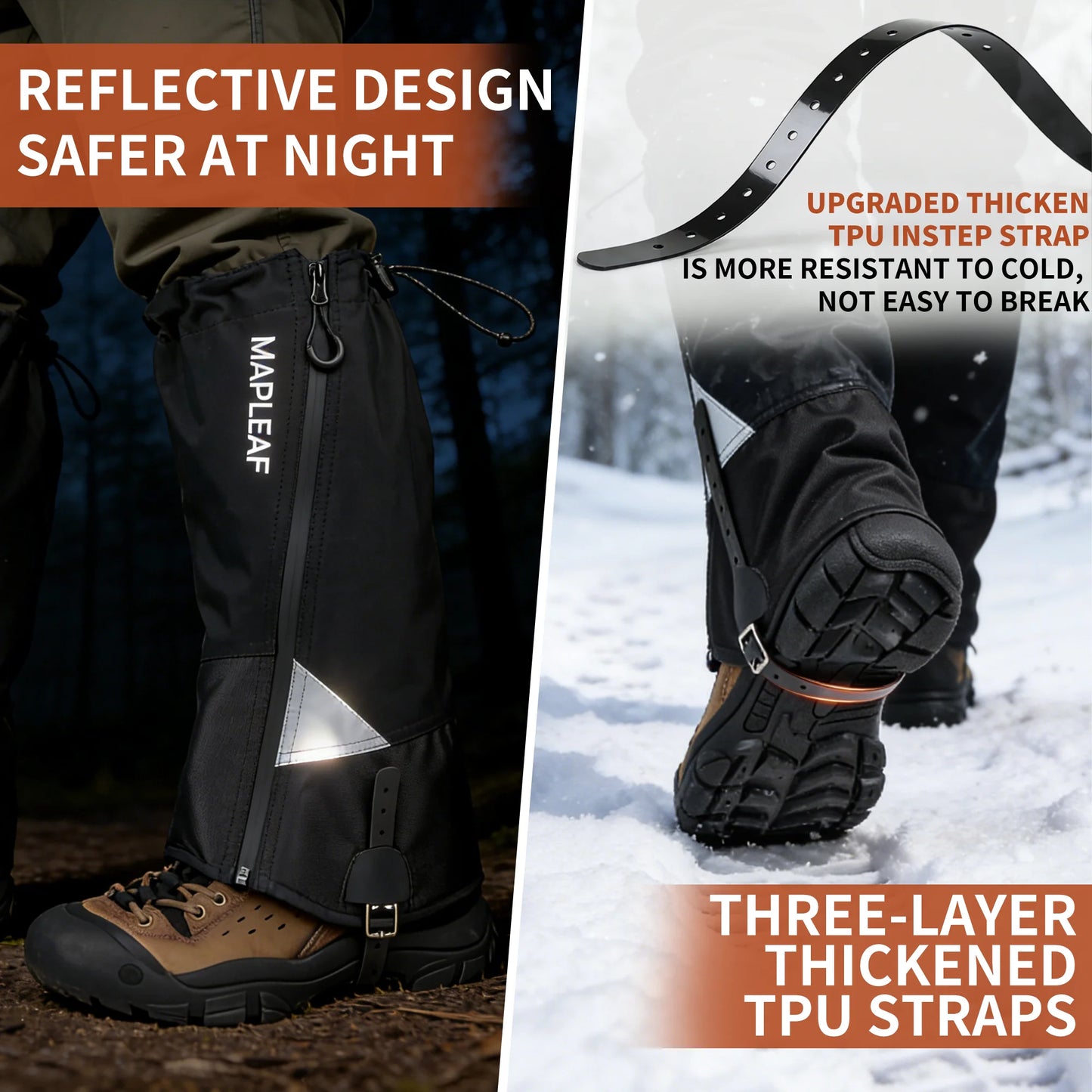 MAPLEAF Trekking Leg Gaiters Lightweight Waterproof Leg Guards Outdoor Hunting Fishing Boot Gaiters Hiking Snow Leg Gaiters