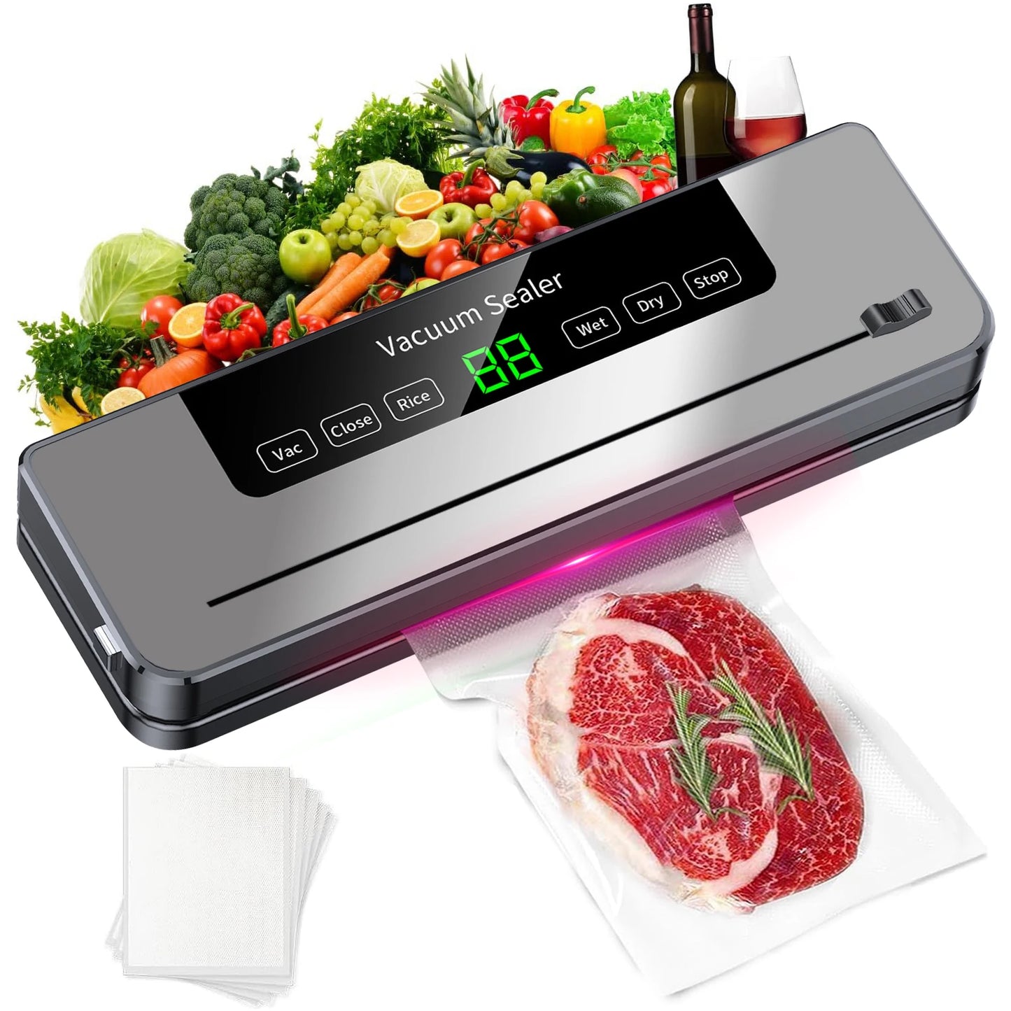 Automatic Food Vacuum Sealer Machine – Compact Kitchen Packer with 10 Bags
