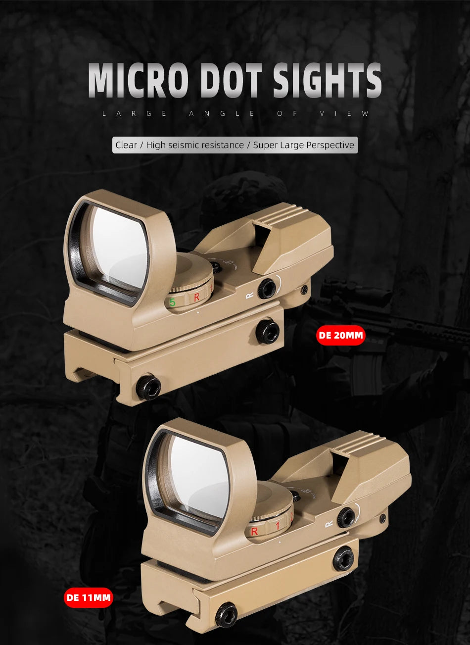 FIRE WOLF Red Dot Reflex Sight – 11mm/20mm Dovetail Riflescope for Hunting & Airsoft