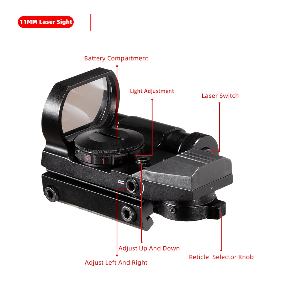 FIRE WOLF Red Dot Reflex Sight – 11mm/20mm Dovetail Riflescope for Hunting & Airsoft
