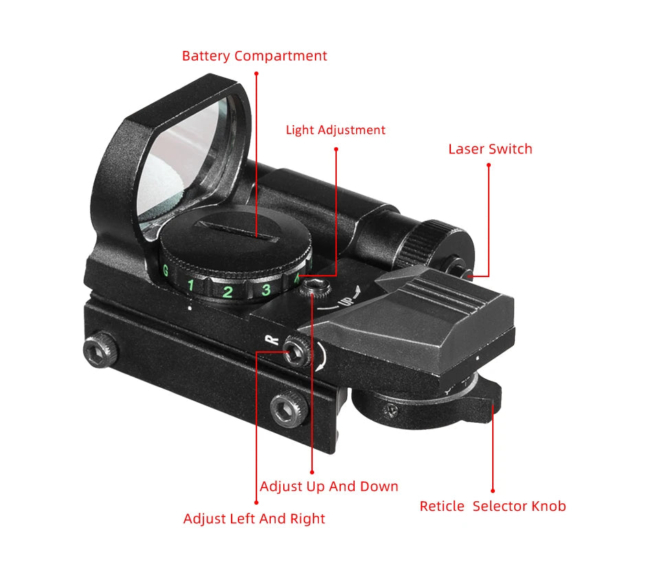 FIRE WOLF Red Dot Reflex Sight – 11mm/20mm Dovetail Riflescope for Hunting & Airsoft