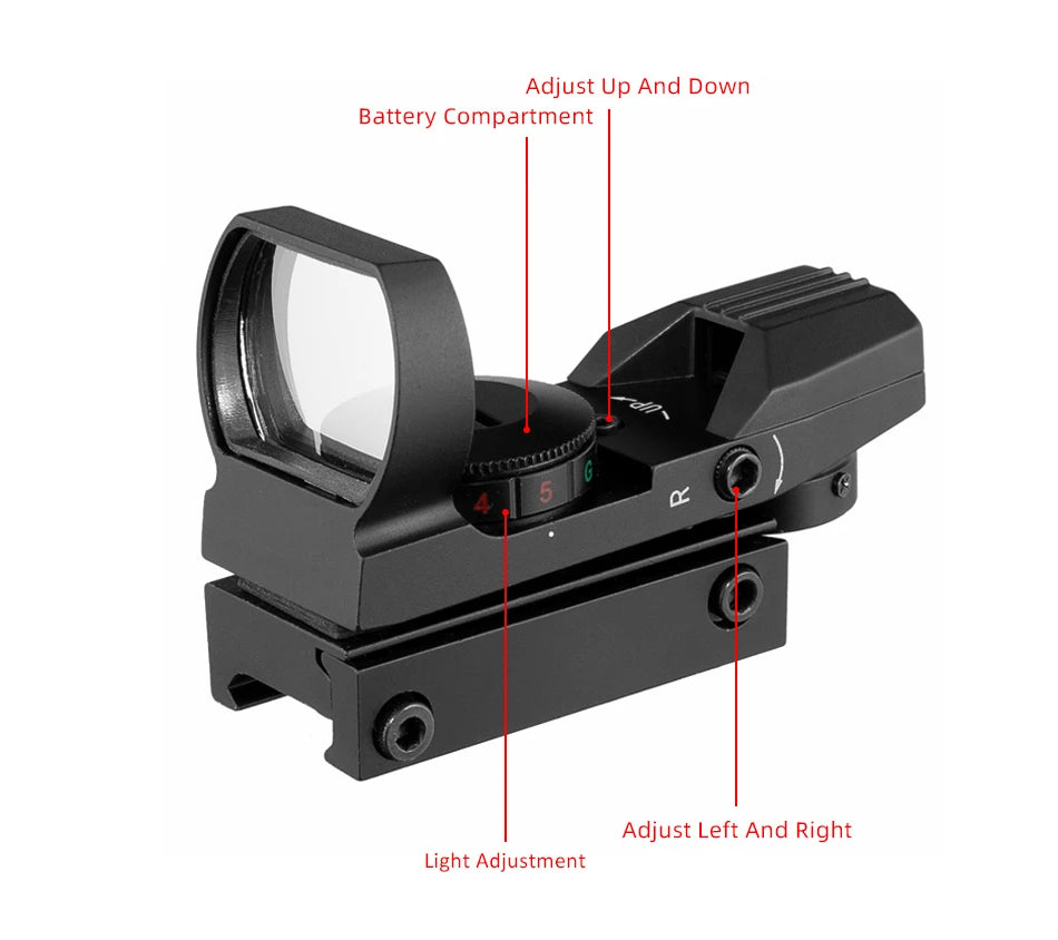 FIRE WOLF Red Dot Reflex Sight – 11mm/20mm Dovetail Riflescope for Hunting & Airsoft