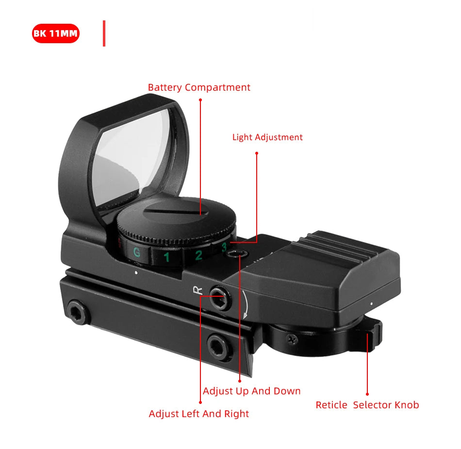 FIRE WOLF Red Dot Reflex Sight – 11mm/20mm Dovetail Riflescope for Hunting & Airsoft