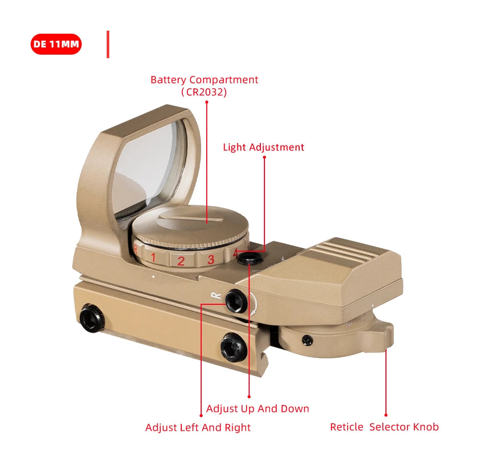 FIRE WOLF Red Dot Reflex Sight – 11mm/20mm Dovetail Riflescope for Hunting & Airsoft