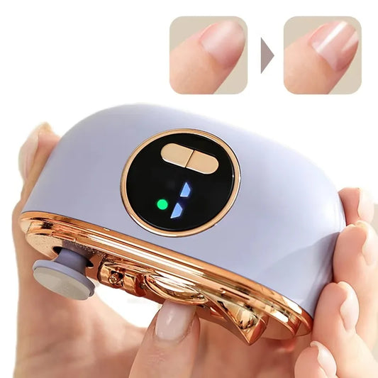 LED Electric Nail Trimmer & Polisher – Quiet Automatic Nail File with Light