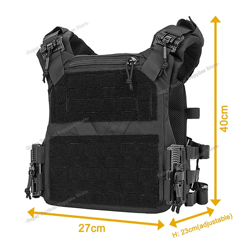 Full-Size Hunting Vest Tactical Plate Carrier MOLLE Airsoft Gear Outdoor Quick Release Fast Adjust Cummerbund Chest Rig