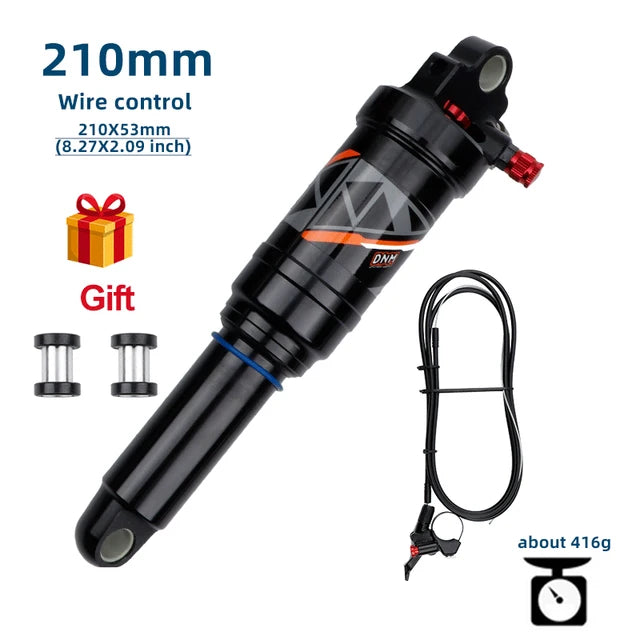 DNM AO38RC Soft Tail Mountain Bike Rear Air Shock Absorber Wire-controlled Lockable Rebound 165 190/200mm Bcycle Shock Absorber