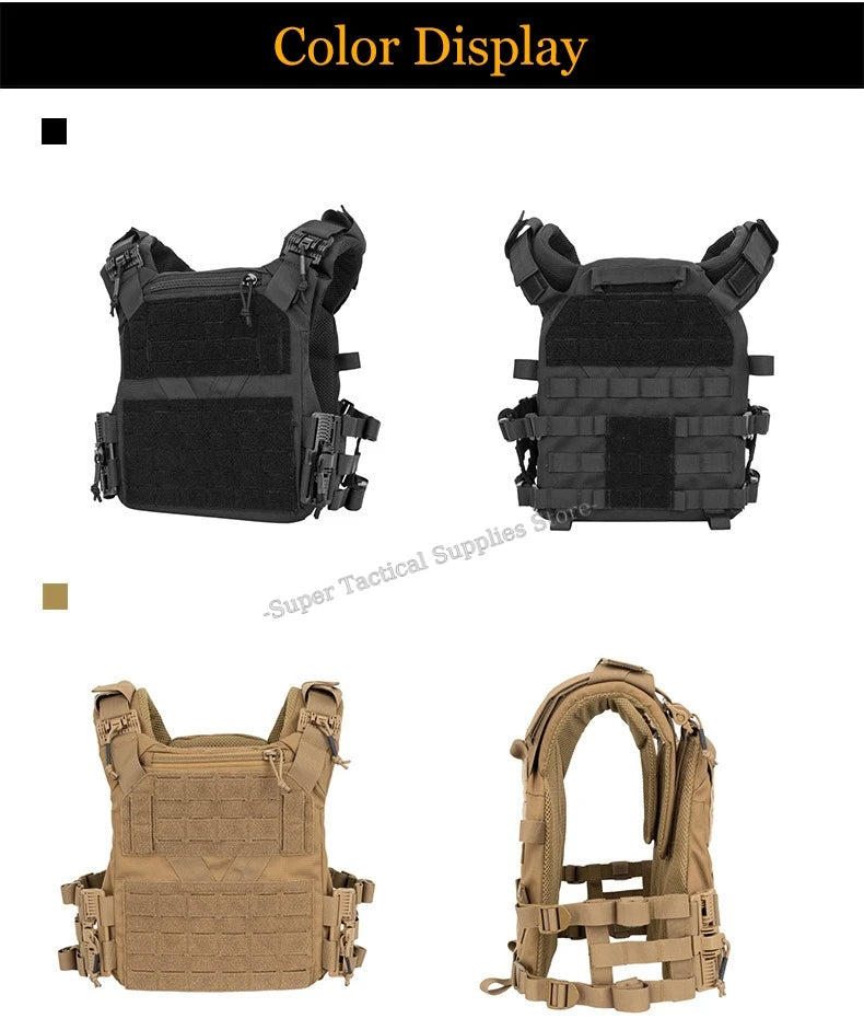 Full-Size Hunting Vest Tactical Plate Carrier MOLLE Airsoft Gear Outdoor Quick Release Fast Adjust Cummerbund Chest Rig
