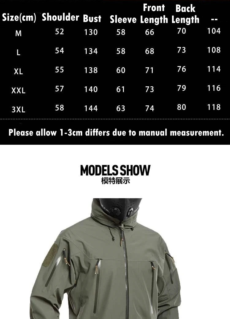 Waterproof Hardshell Tactical Jacket US Military Spring Autumn Thin Windproof Hooded Coat Men Outdoor Climbing Hiking Clothing