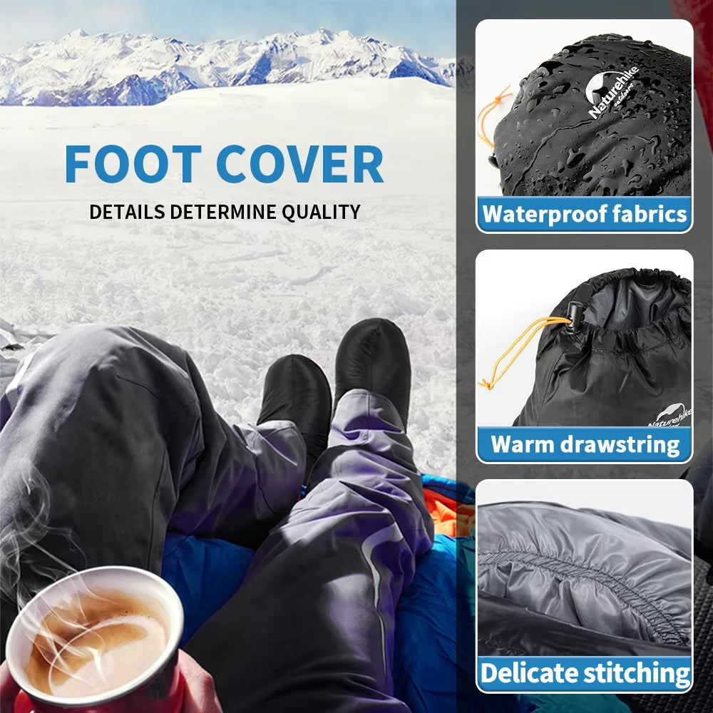 Naturehike Duck Down Foot Cover Ultralight Windproof Winter Warm Shoes Outdoor Waterproof Traveling Hiking Camping Shoes Cover