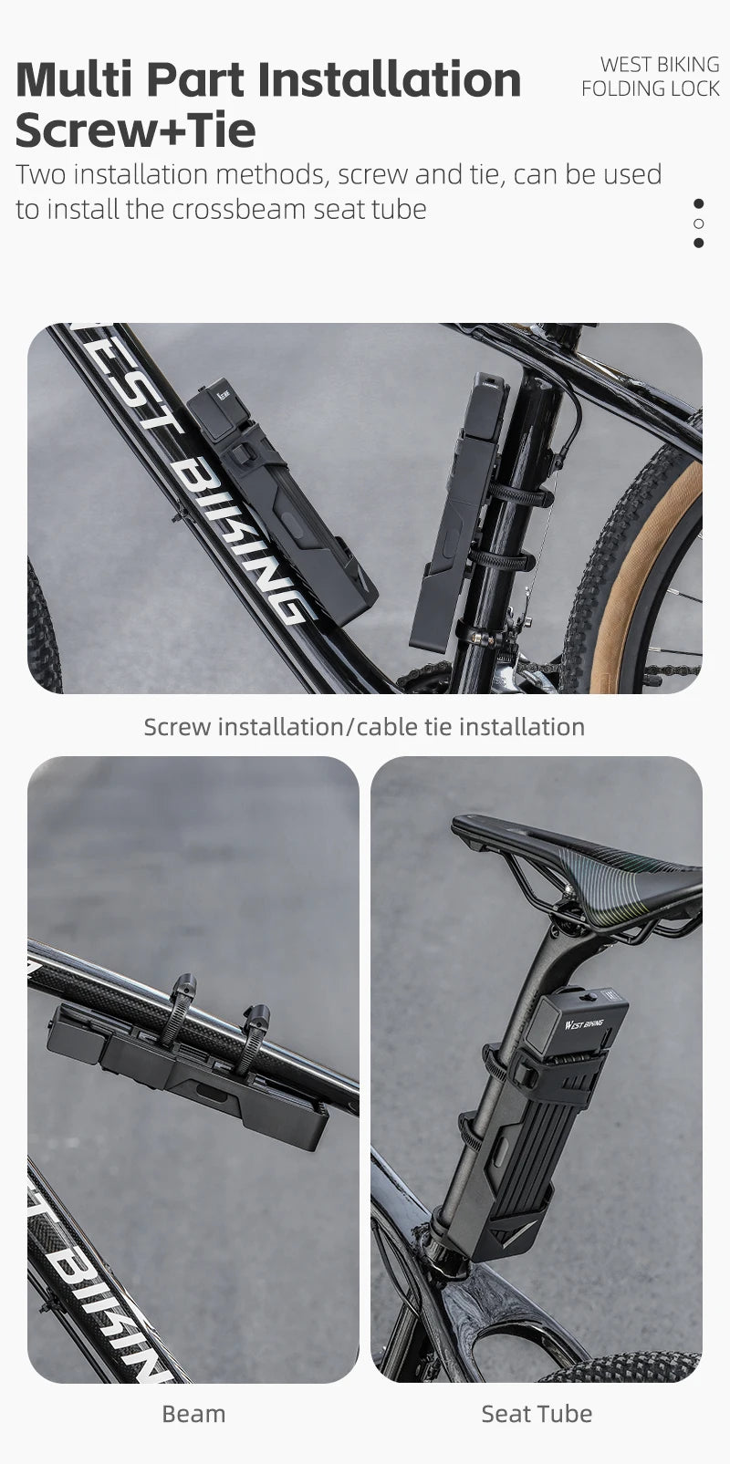 WEST BIKING Foldable Bike Lock Key Strong Security Anti-theft Bicycle Password Lock Heavy Chain Cable Padlock Motorcycle Lock