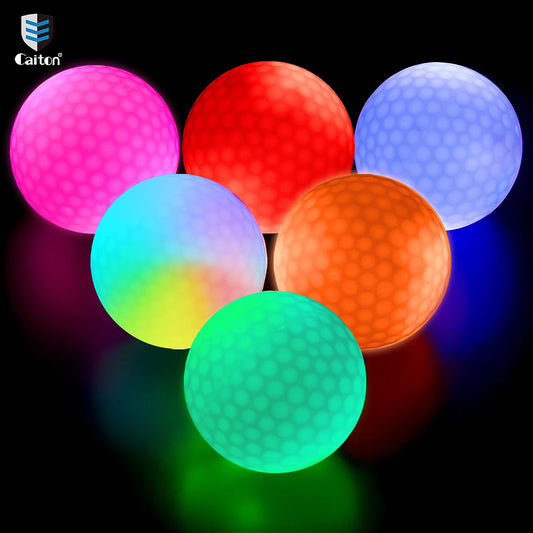 Caiton 6Pcs LED Golf Balls Impact Activated Ultra Bright Night Golf Glow Balls Long Lasting Light Practice Play Gift for Golfers