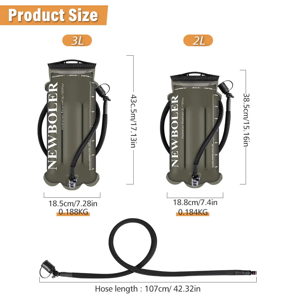 NEWBOLER  2L-3L TPU Water Bag Sports Backpack Bicycle Riding Water Bag Food Grade Outdoor Drinking Water Bag Camping Water Bag