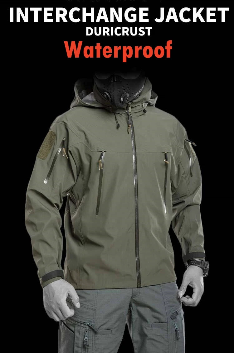 Waterproof Hardshell Tactical Jacket US Military Spring Autumn Thin Windproof Hooded Coat Men Outdoor Climbing Hiking Clothing