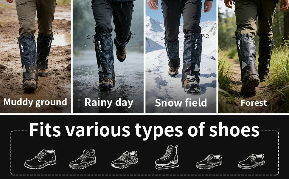MAPLEAF Trekking Leg Gaiters Lightweight Waterproof Leg Guards Outdoor Hunting Fishing Boot Gaiters Hiking Snow Leg Gaiters