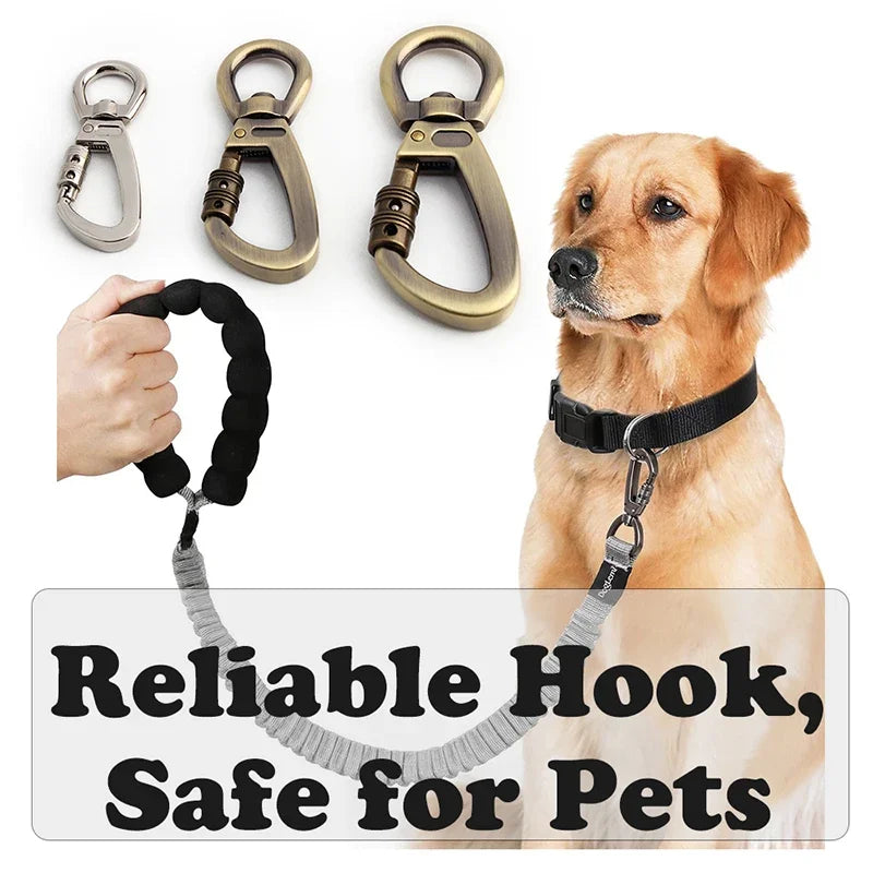 Heavy Duty Auto-Locking Carabiner Dog Leash Clip – Swivel Rotating Pet Hook