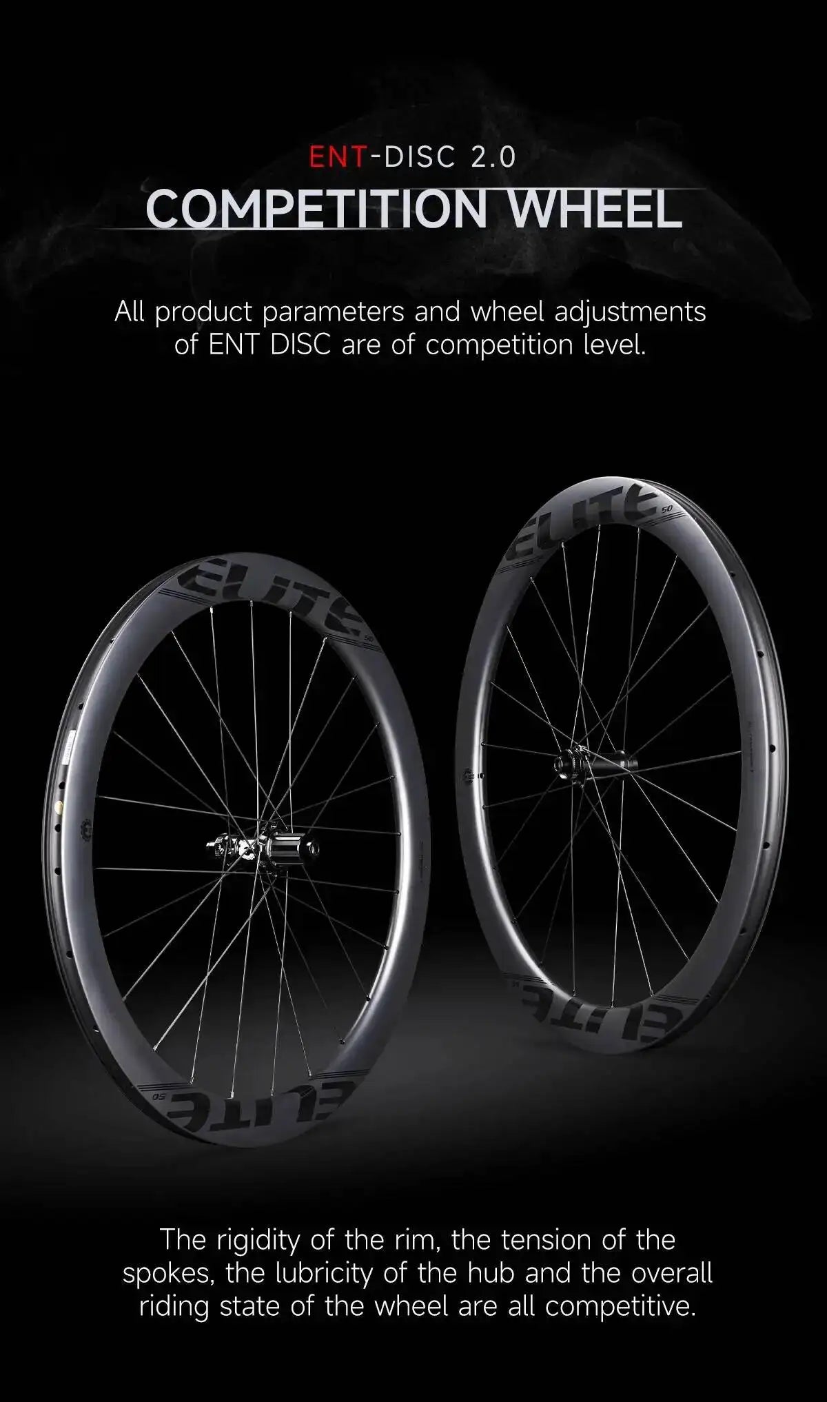 ELITEWHEELS ENT 2.0 Carbon Road Bike Wheelset – UCI Quality Disc Brake 700c
