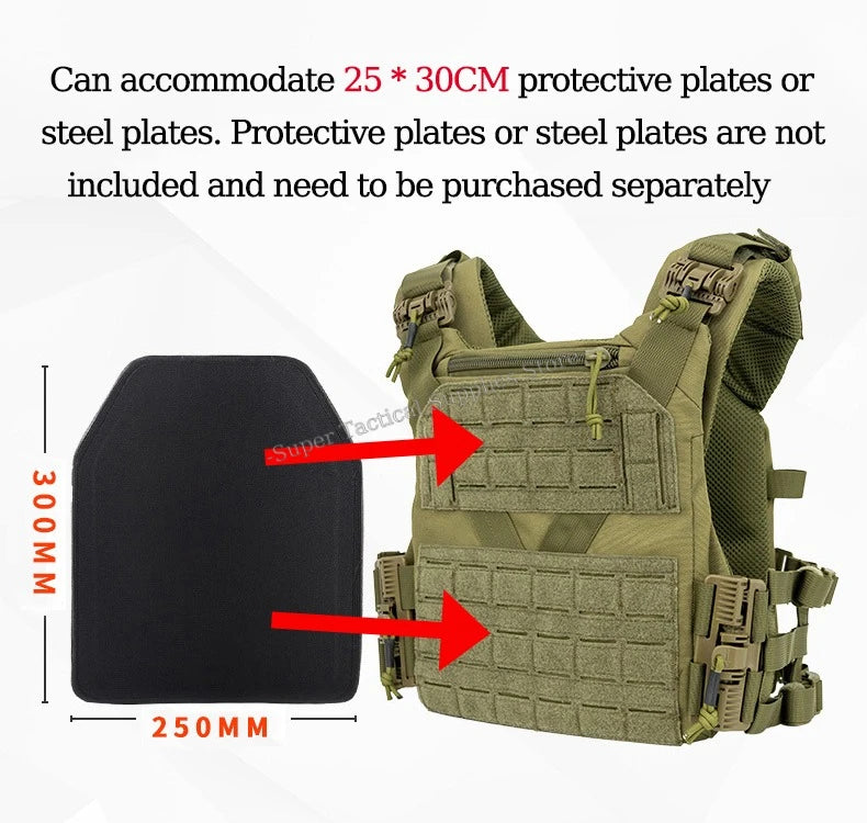 Full-Size Hunting Vest Tactical Plate Carrier MOLLE Airsoft Gear Outdoor Quick Release Fast Adjust Cummerbund Chest Rig