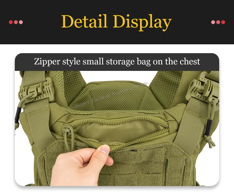 Full-Size Hunting Vest Tactical Plate Carrier MOLLE Airsoft Gear Outdoor Quick Release Fast Adjust Cummerbund Chest Rig