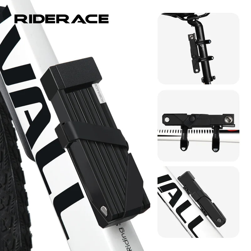 RIDERACE Foldable Anti-Theft Bicycle Lock – Portable Security Lock for MTB, E-Bike & Scooter