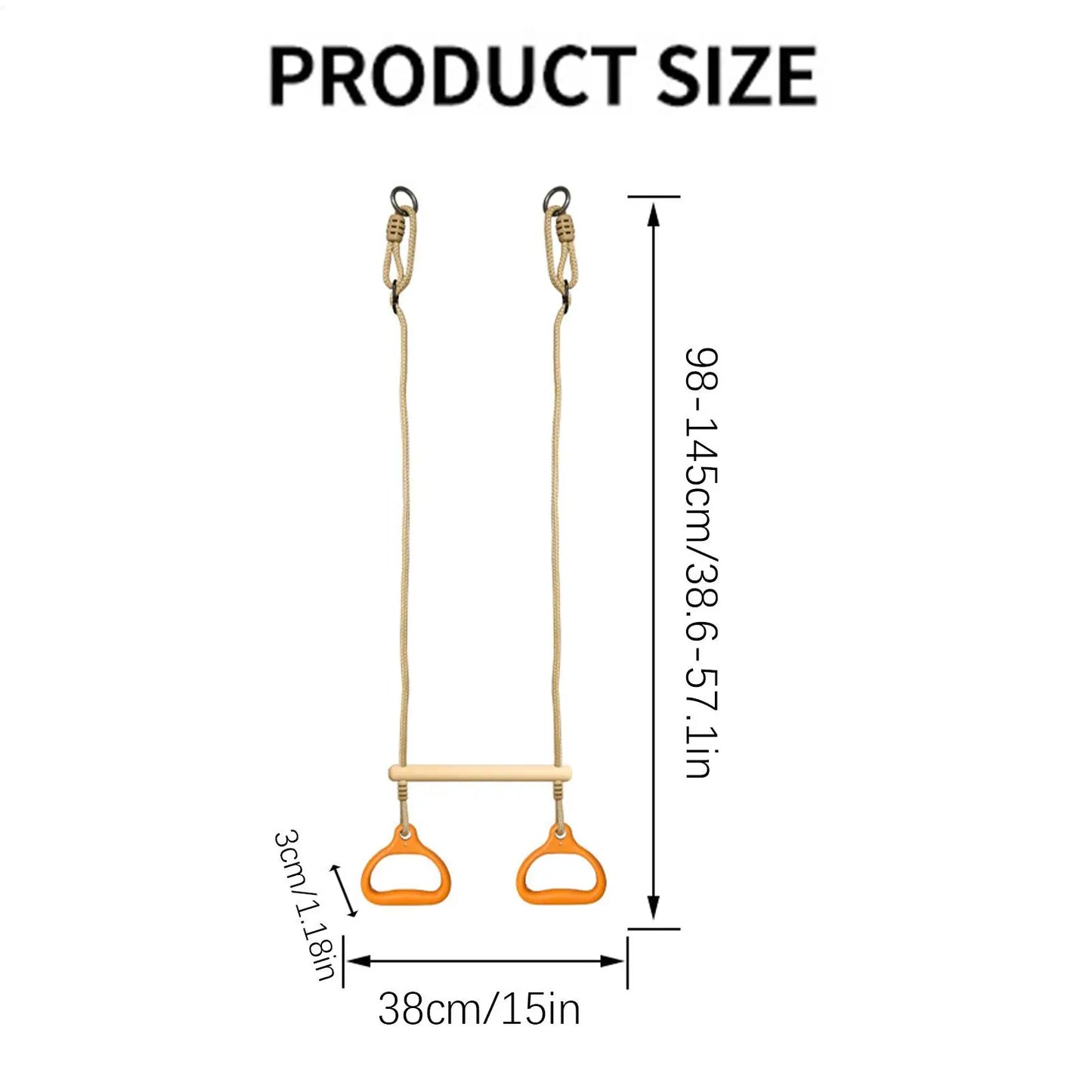 Trapeze Swing Bar Playground Equipment Rings Bar Ergonomic Sensory Game Easy installation For Children Indoor Playtime Backyard
