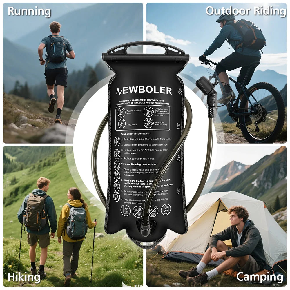 NEWBOLER 1.5L/2L/3L Large Capacity Water Bottle Water Bladder Water Reservoir Hydration Pack Storage Bag BPA Free Water Bag