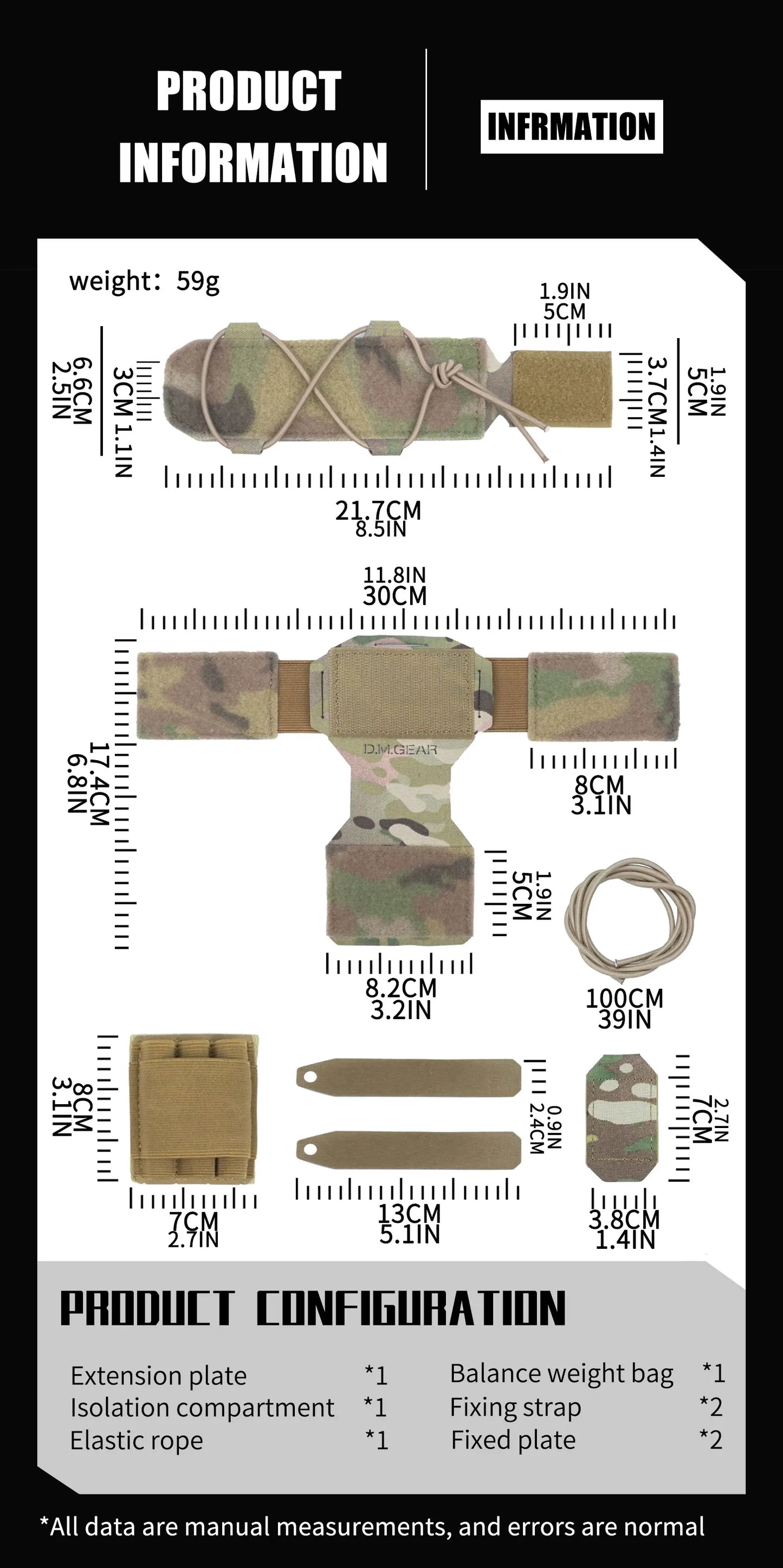DMgear Tactical Helmet Counterweight Pouch MK1 MK2 – MOLLE Balance Weight Bag for Airsoft