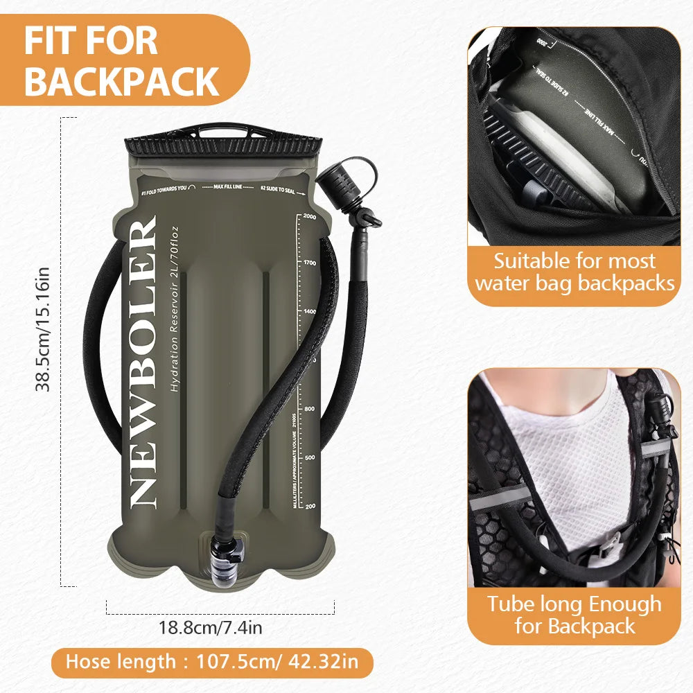 NEWBOLER  2L-3L TPU Water Bag Sports Backpack Bicycle Riding Water Bag Food Grade Outdoor Drinking Water Bag Camping Water Bag