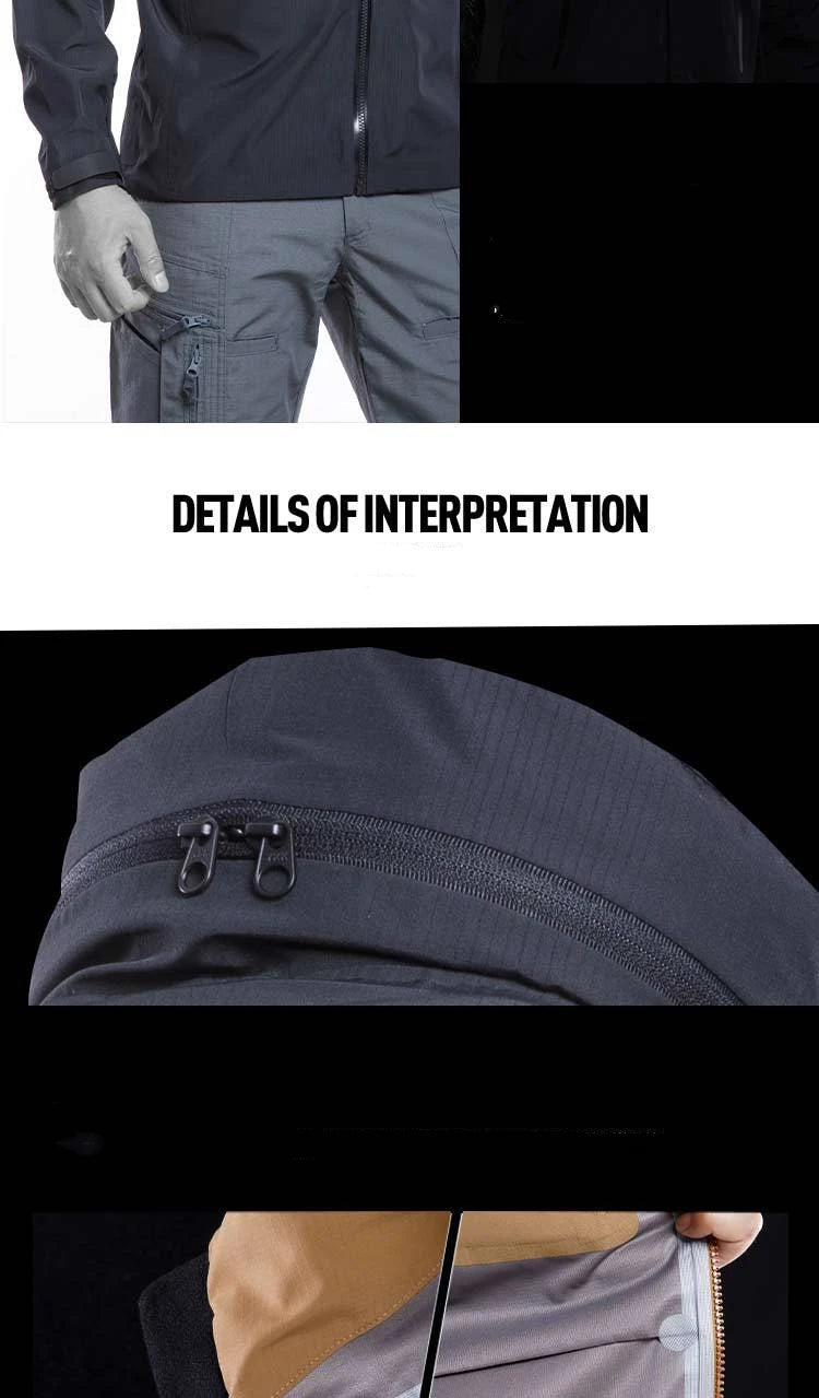 Waterproof Hardshell Tactical Jacket US Military Spring Autumn Thin Windproof Hooded Coat Men Outdoor Climbing Hiking Clothing