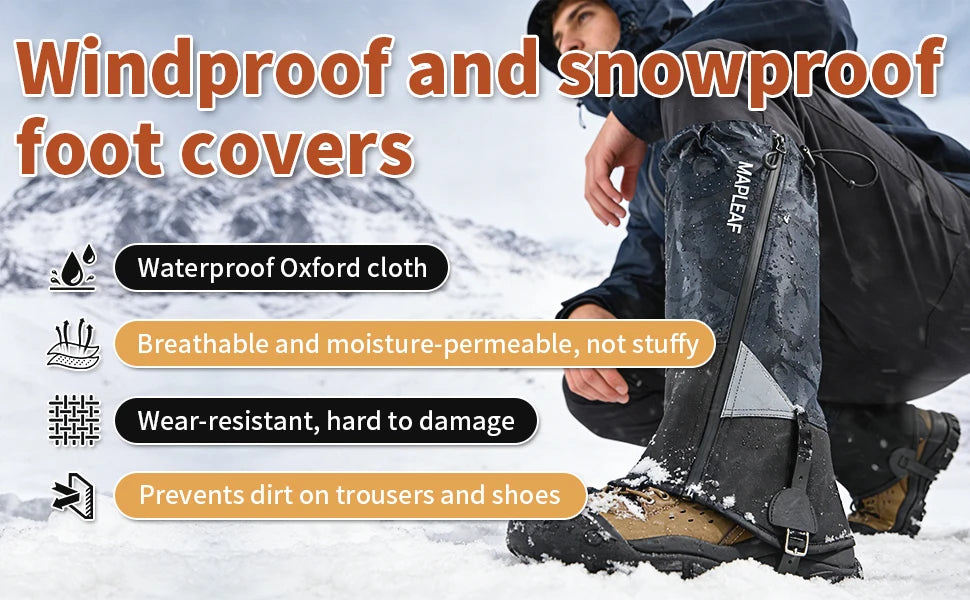 MAPLEAF Trekking Leg Gaiters Lightweight Waterproof Leg Guards Outdoor Hunting Fishing Boot Gaiters Hiking Snow Leg Gaiters