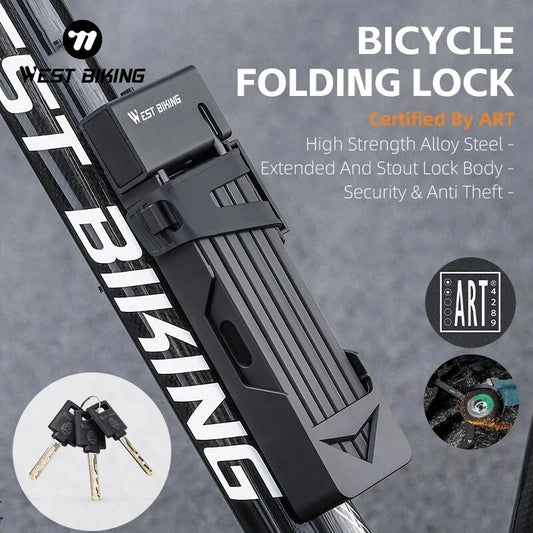 WEST BIKING Foldable Bike Lock Portable Anti-Theft Security Folding Padlock for MTB Road Bike E-bike Scooter Bicycle Accessories
