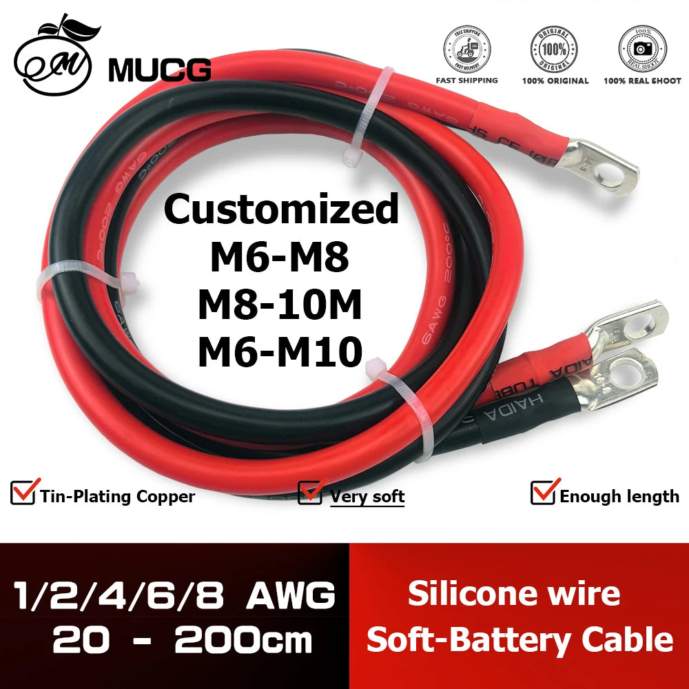 Flexible Silicone Car Battery Cable – Heavy Duty Ring Terminal Wire (2AWG 4AWG 6AWG)