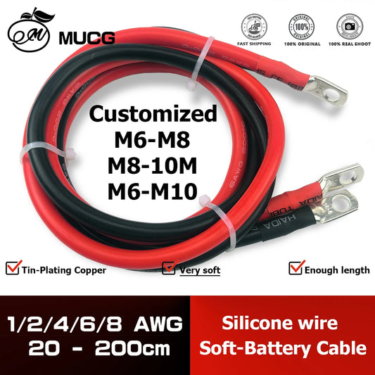 Flexible Silicone Car Battery Cable – Heavy Duty Ring Terminal Wire (2AWG 4AWG 6AWG)