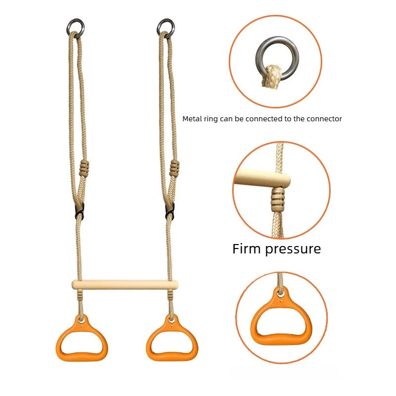 Stable Adjustable Trapeze Swing Rings Bar Home Core Training Kids Backyard Playground Professional Outdoor Indoor Fitness Gear