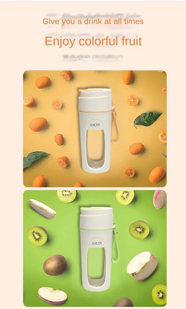 Portable Mini Electric Juicer Blender – 8-Blade 3000mAh USB Rechargeable Smoothie Maker