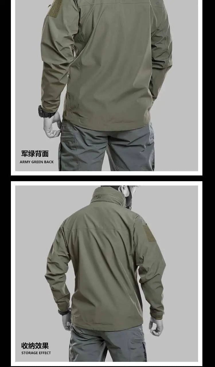 Waterproof Hardshell Tactical Jacket US Military Spring Autumn Thin Windproof Hooded Coat Men Outdoor Climbing Hiking Clothing