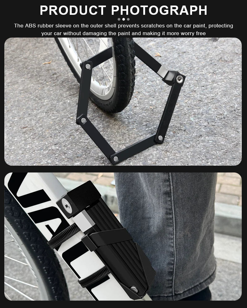 RIDERACE Foldable Anti-Theft Bicycle Lock – Portable Security Lock for MTB, E-Bike & Scooter