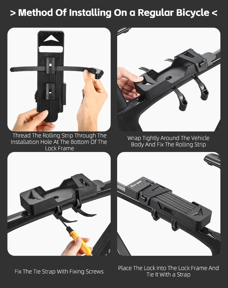 WEST BIKING Foldable Bike Lock Portable Anti-Theft Security Folding Padlock for MTB Road Bike E-bike Scooter Bicycle Accessories
