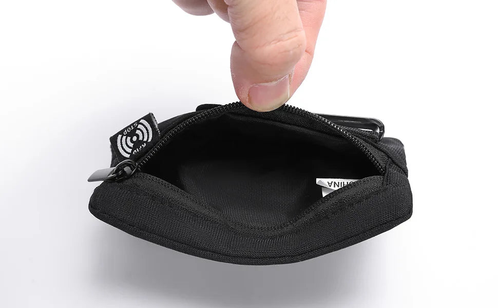 RFID Blocking Slim Nylon Wallet with Carabiner – Men's Tactical Coin Purse & Card Holder