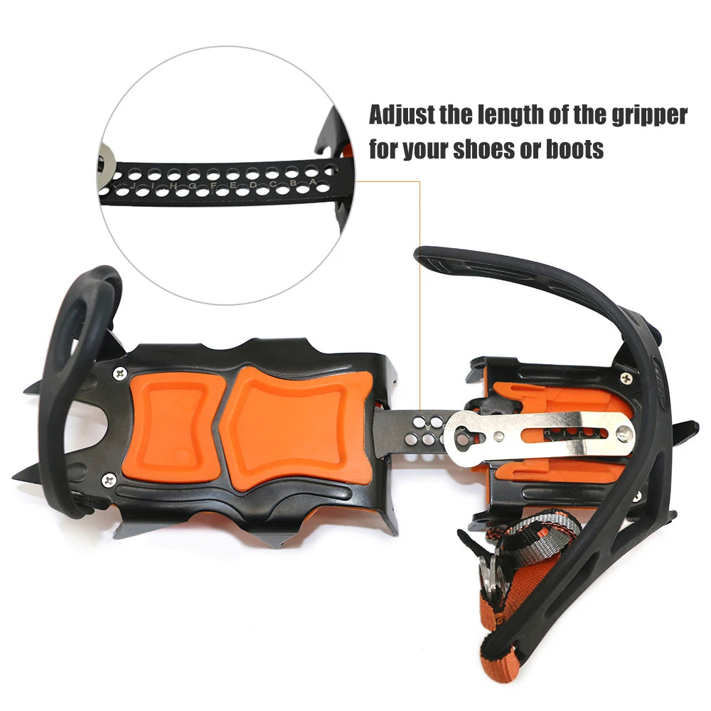12-Tooth Stainless Steel Ice Snow Crampons – Anti-Slip Climbing Shoe Grips