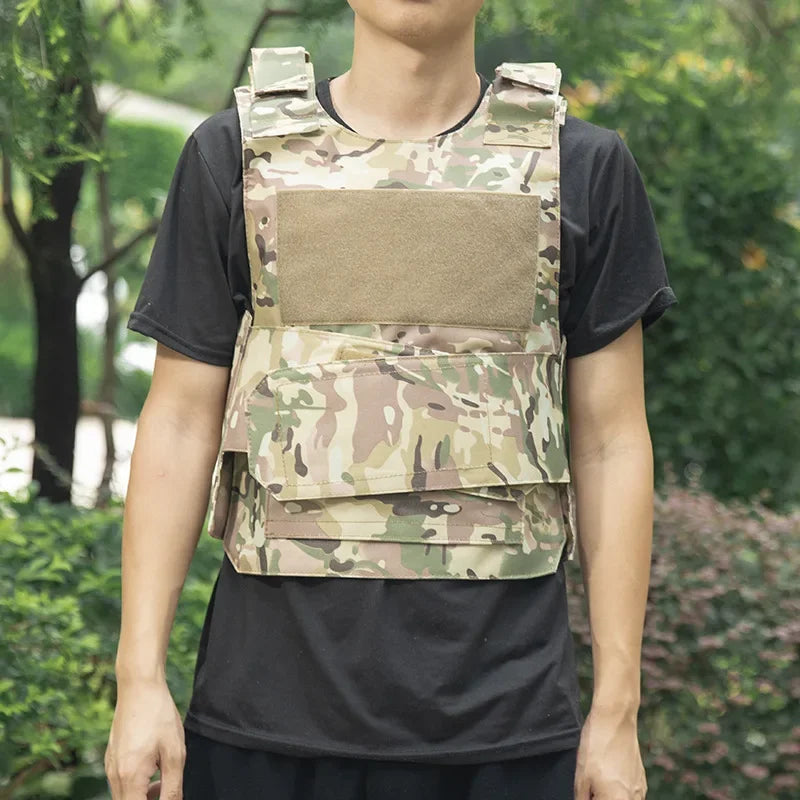 800D CP Camo Tactical Vest – Multifunctional Armor Plate Carrier for Airsoft & Hunting
